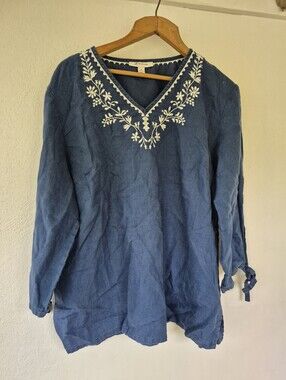 100% Linen Top By M Collection Size 18 Cottagecore Vibes